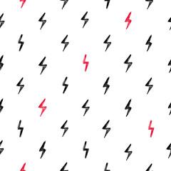 Seamless pattern with hand drawn thunderbolt.