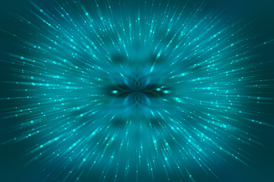 Fractal Blue Explosion Star With Particles.