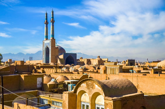 View of the historic centre of Yazd