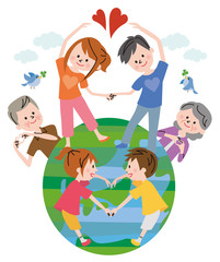家族　ハート　地球