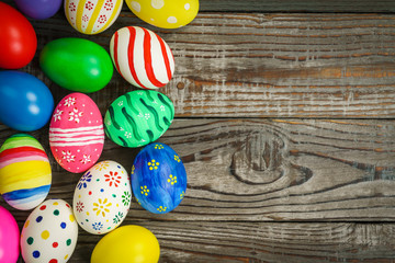 Easter eggs on wooden background