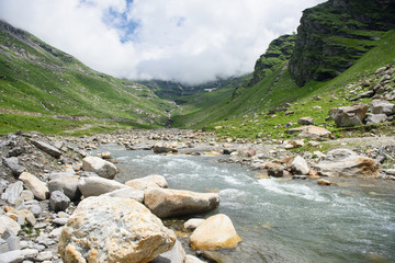Moutain river and could beautiful at india