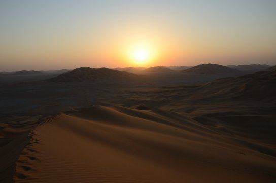 Sun set in the sand dunes