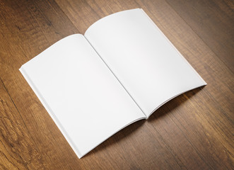 Blank catalog, magazines,book mock up on wood background