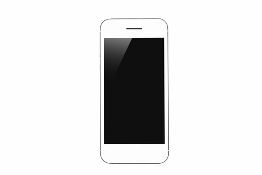 White Smart Phone Isolated on White Background, clipping path inside.