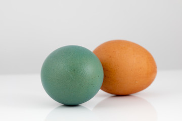 Colored Easter Eggs on White Background