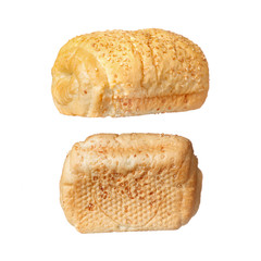 Fresh bread rolls isolated on white background
