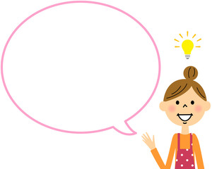 エプロンの女性　理解・発見　吹き出し