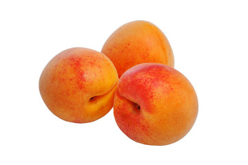 ripe orange apricots isolated on white background