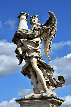 Angel with Column look at the heaven, from Sant'Angelo bridge in Rome