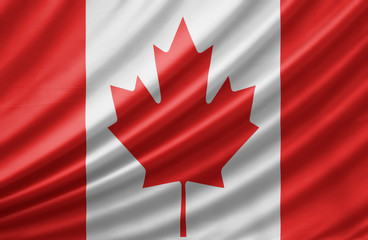 Canada flag on the fabric texture background