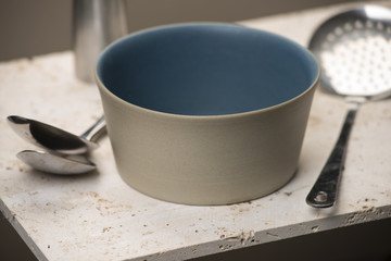An Empty Beige Flat Bottom Soup Bowl