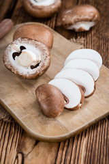 Mushrooms (selective focus) on wood