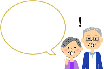 老夫婦　びっくり　吹き出し