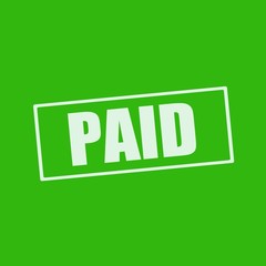 Paid white wording on rectangle green background