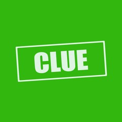 Clue white wording on rectangle green background