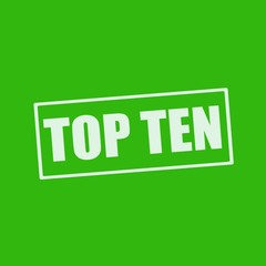 TOP TEN white wording on rectangle green background