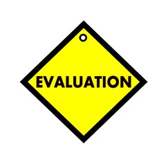 Obraz premium EVALUATION black wording on quadrate yellow background