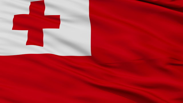 Tonga Flag Close Up Realistic Animation Seamless Loop - 10 Seconds Long