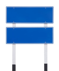 two blue empty traffic sign isolated on white background