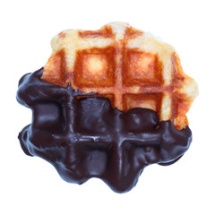 Chocolate waffle isolated on white