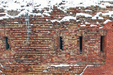 Фон красной кирпичной крепостной стены