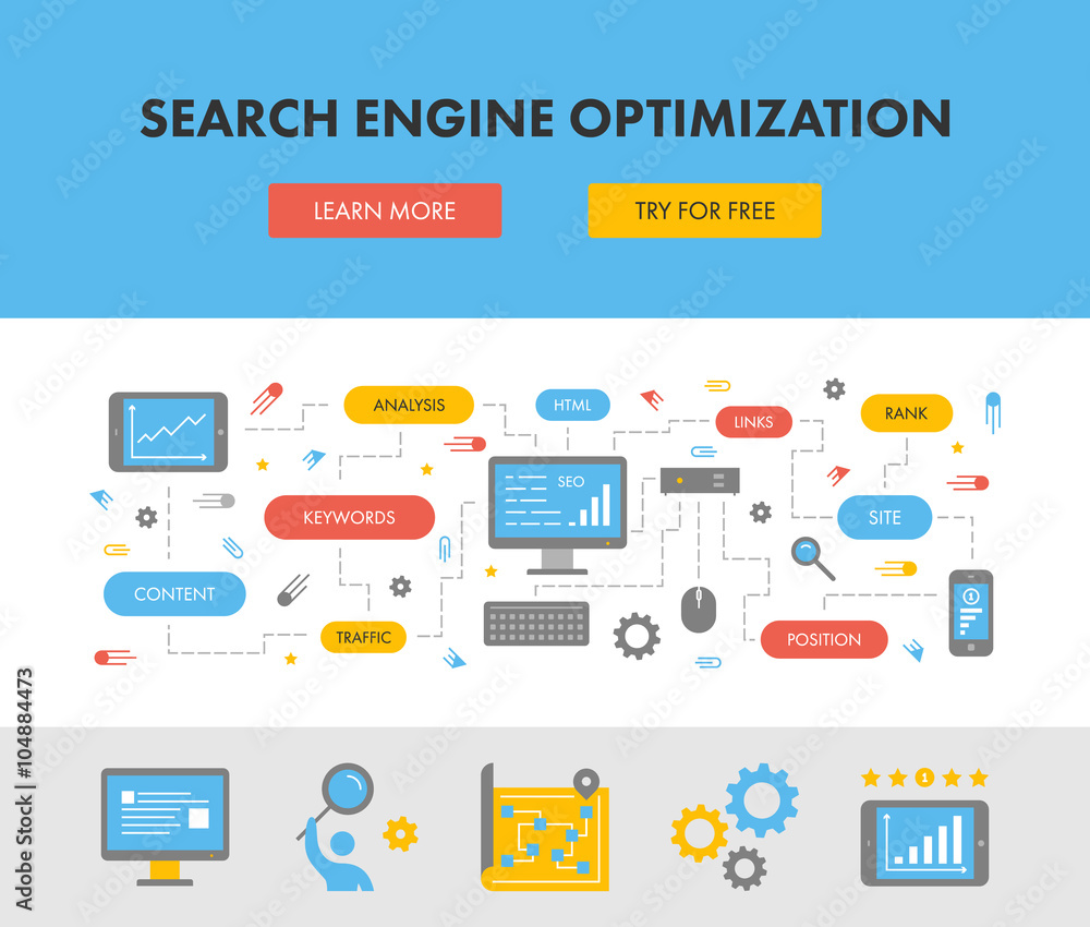 Poster flat concept banner for search engine optimization.