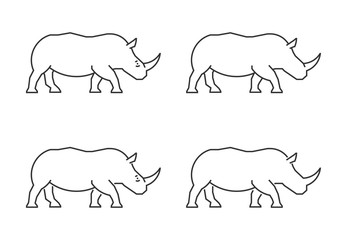 Vector outline rhino. Line silhouette rhinoceros.