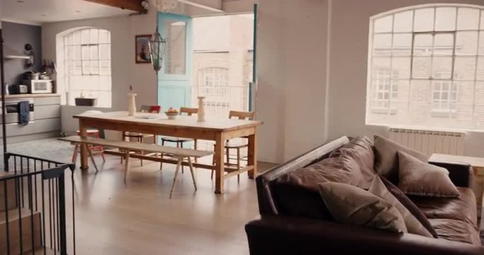 Steady cam gimbal walk though of cosy home interior