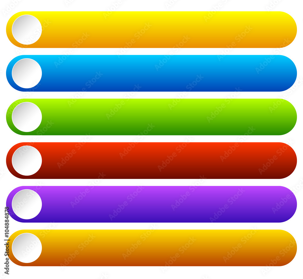Poster horizontal, colorful vivid buttons with blank space for texts