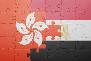 puzzle with the national flag of hong kong and egypt.