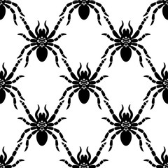 Spider web seamless pattern. Background of spiders make up network