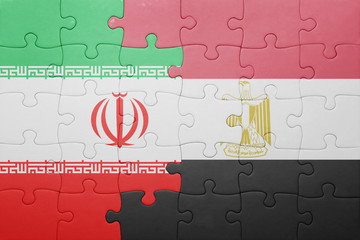 puzzle with the national flag of iran and egypt.