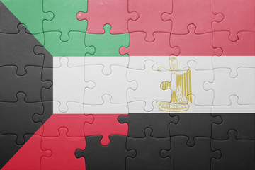 puzzle with the national flag of kuwait and egypt.