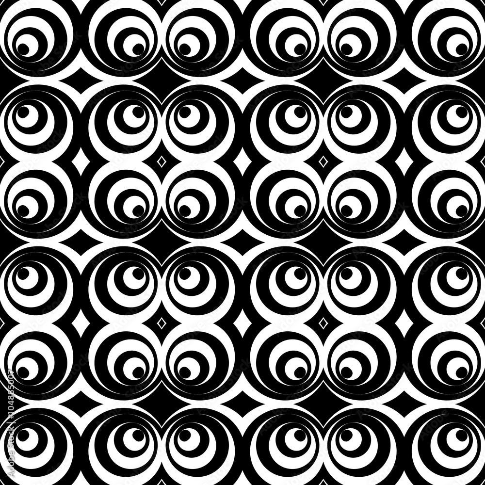 Poster repeatable pattern with circles, abstract monochrome vector