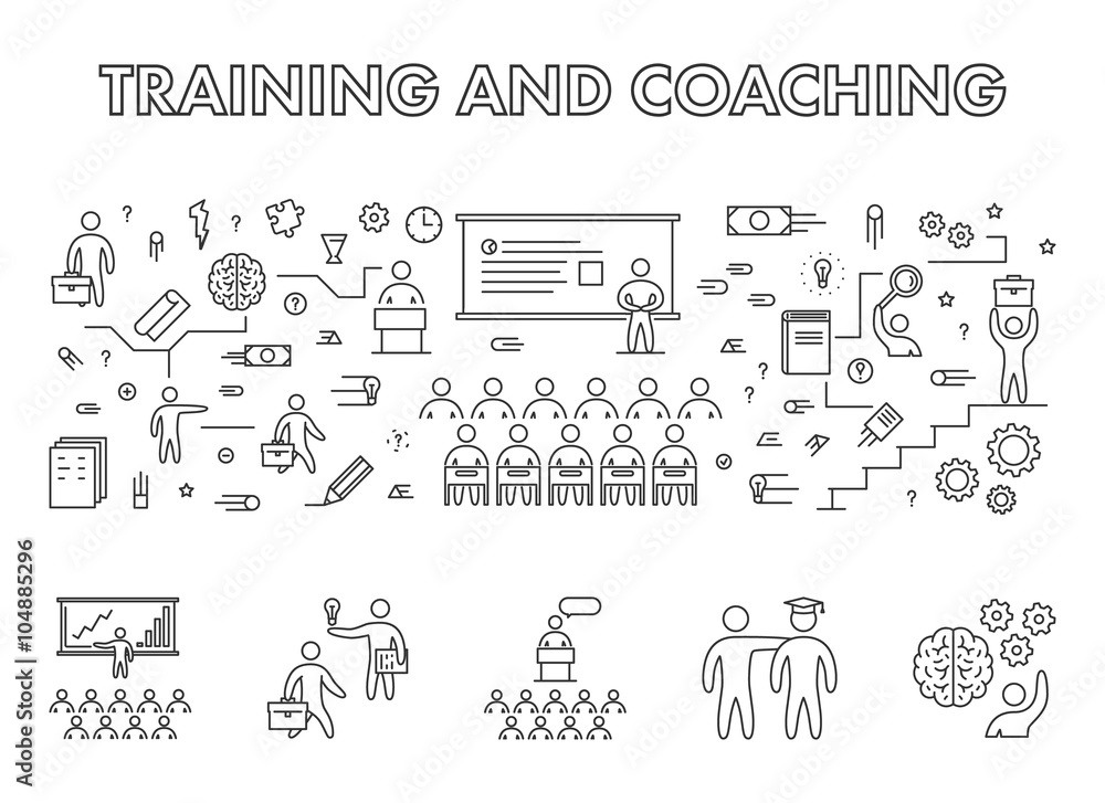 Poster vector line design concept web banner for training.