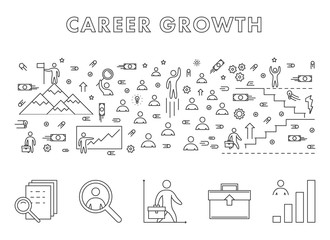 Vector line design concept web banner for career growth.