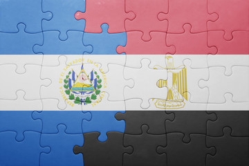 puzzle with the national flag of el salvador and egypt