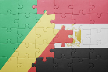 puzzle with the national flag of republic congo and egypt.