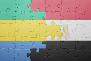 puzzle with the national flag of gabon and egypt.