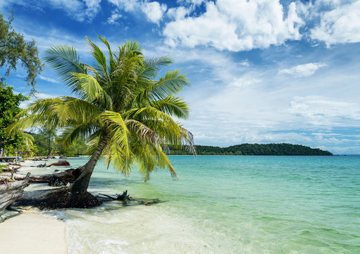 quiet empty paradise beach in koh rong near sihanoukville cambod
