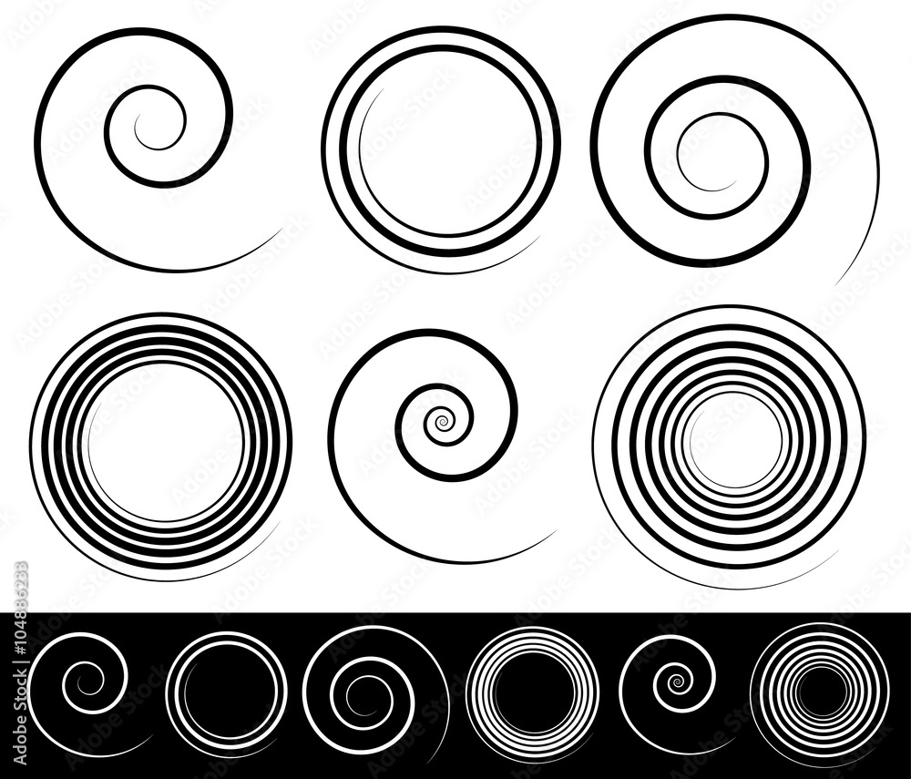 Aufkleber set of different spirals with stroke profile