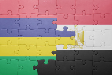 puzzle with the national flag of mauritius and egypt.
