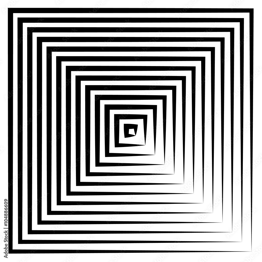 Poster abstract square element with deformation effect. converging squa
