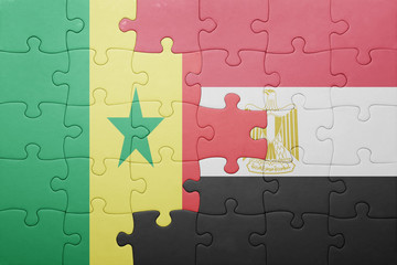 puzzle with the national flag of senegal and egypt.