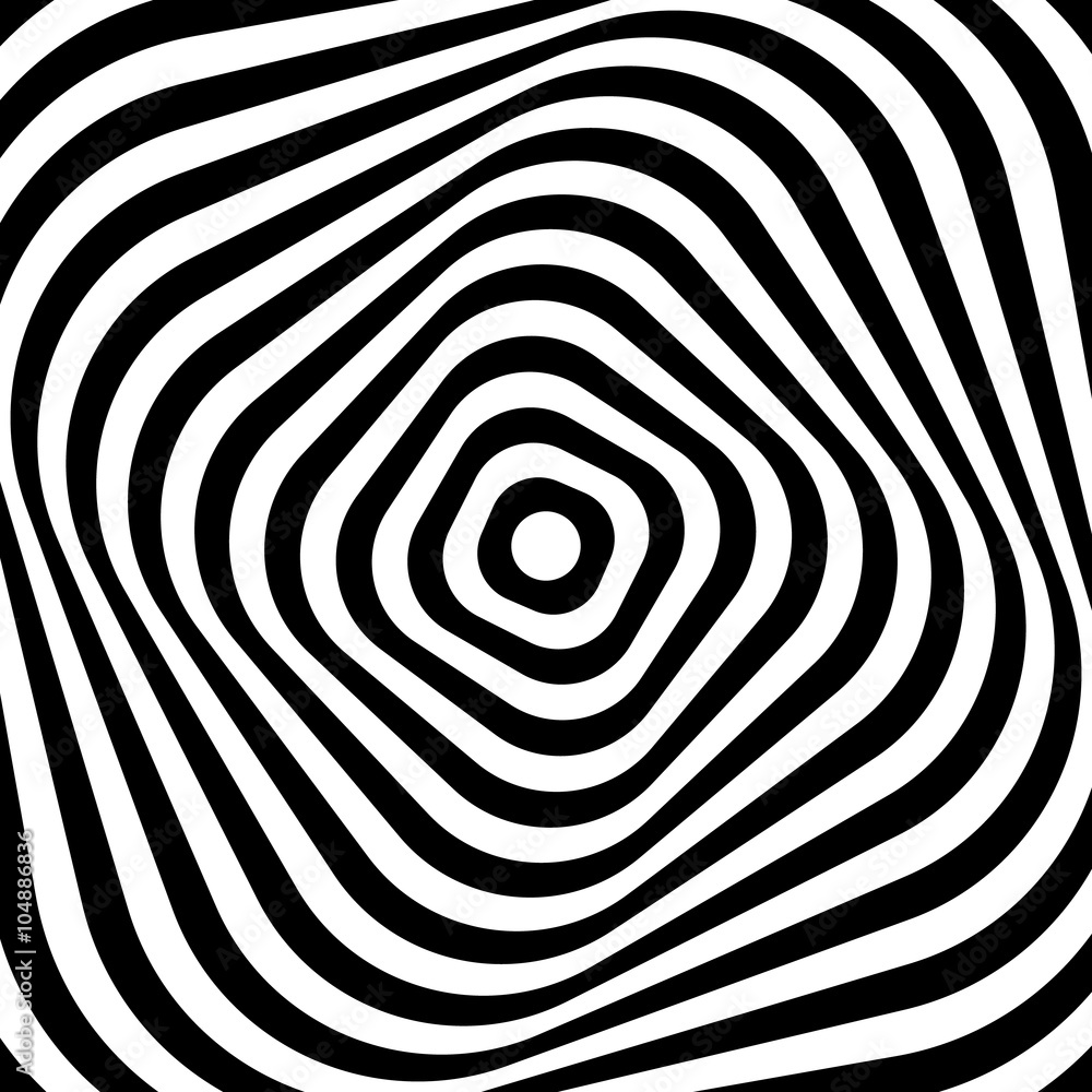 Poster squares with rotating distortion abstract monochrome vector grap