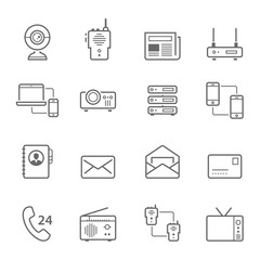 Lines icon set - communication devices vector illustration