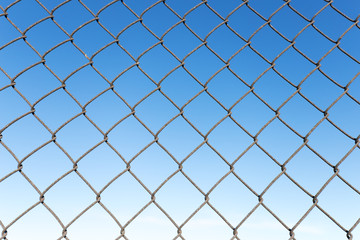 steel net with blue sky background
