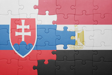 puzzle with the national flag of slovakia and egypt