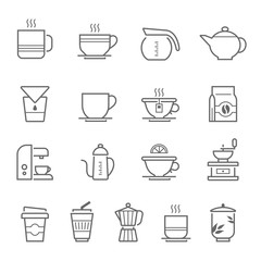 Lines icon set - coffee and tea vector illustration